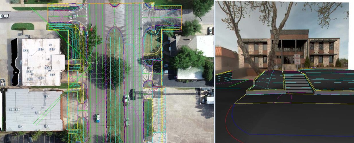 side by side survey map and rendering