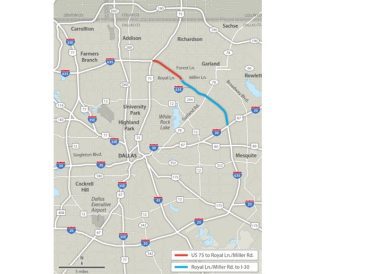 map of IH-635 sections